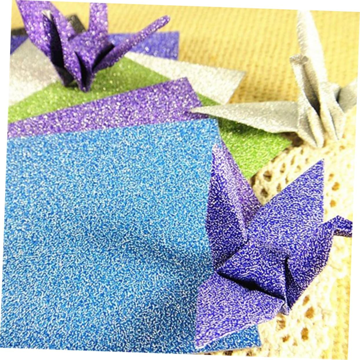 SEWACC 12 hojas de papel de origami de 6 x 6 pulgadas para papel de regalo con purpurina para niños, papel plegable metálico de origami brillante,