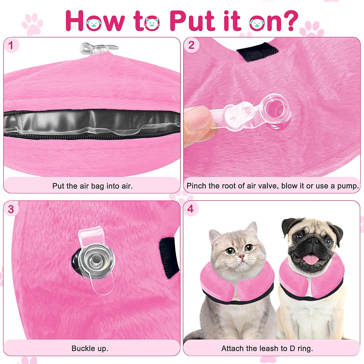 Collar inflable protector para perros y gatos, collar de cono alternativo después de la cirugía, collar de recuperación de mascotas para perros