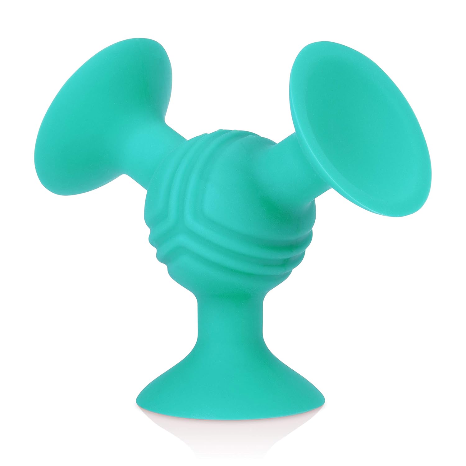 Nuby Silly Juguete interactivo de succión de tres puntas con sonajero integrado, aguamarina