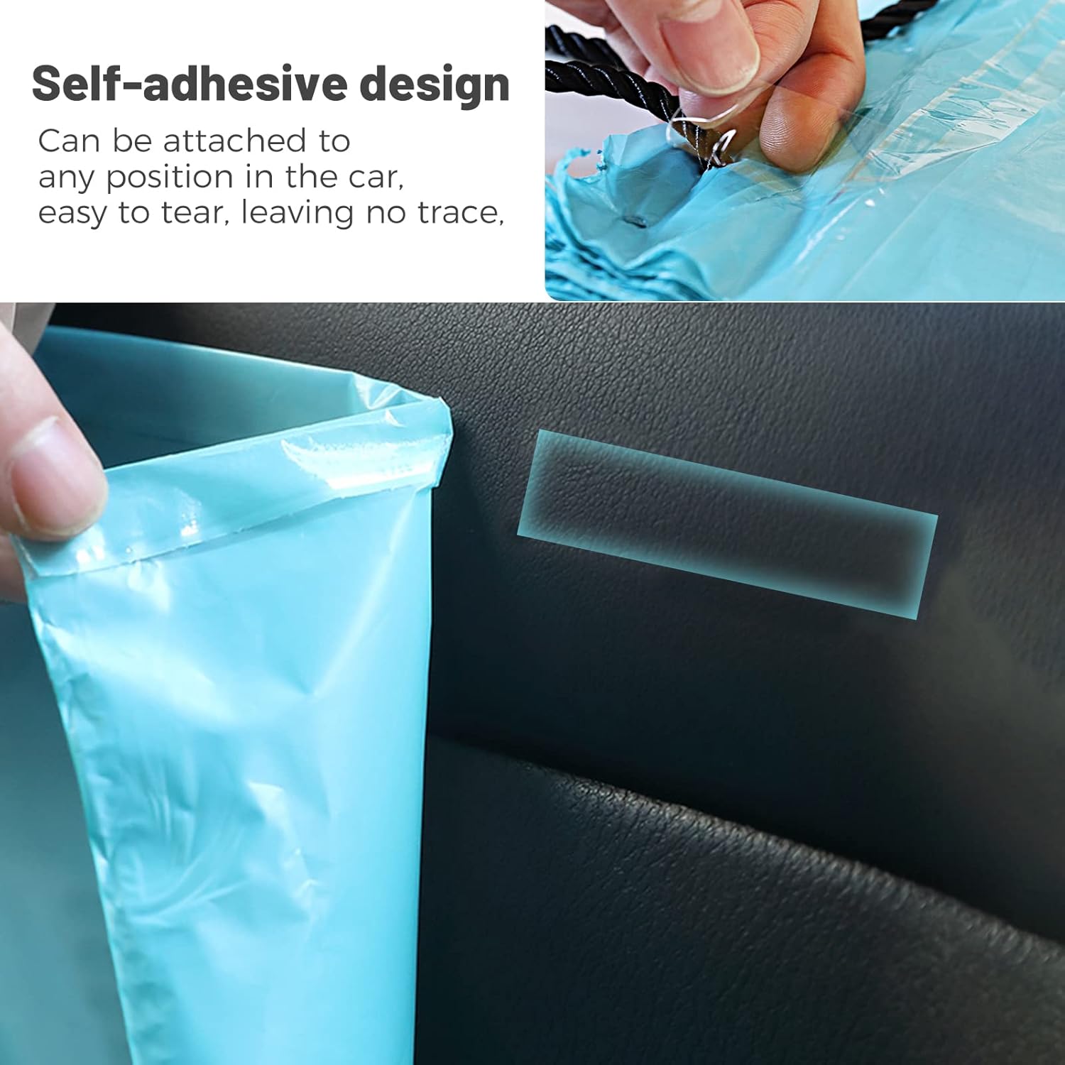 100 bolsas de basura desechables para automóvil para colgar con asa, fácil de pegar, duradera, impermeable, desechable, para automóvil, dormitorio,