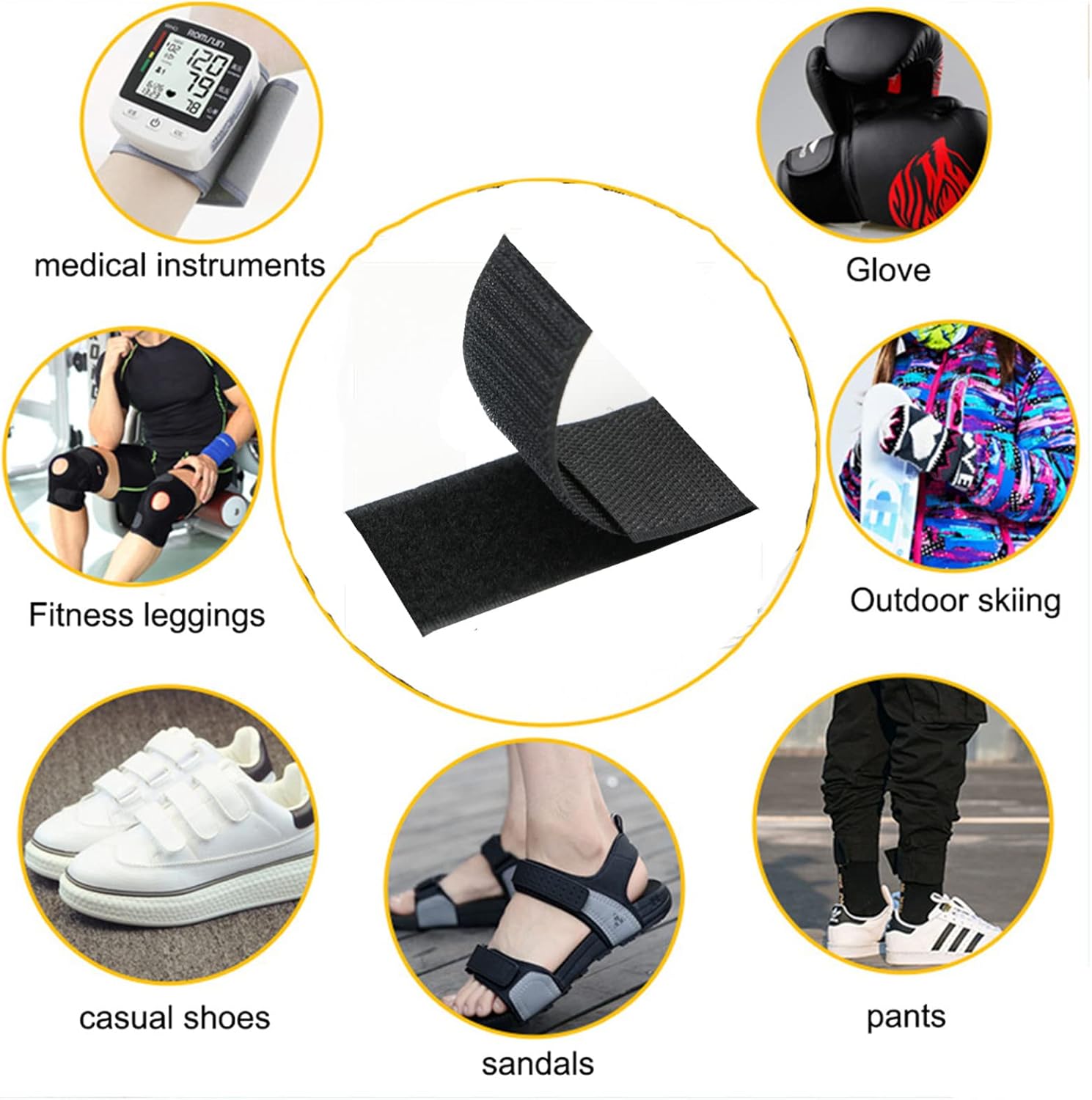 Cinta de velcro de 4 pulgadas, cinta de sujeción de tela de nailon para coser, tela de gancho y bucle no adhesiva para ropa, manualidades