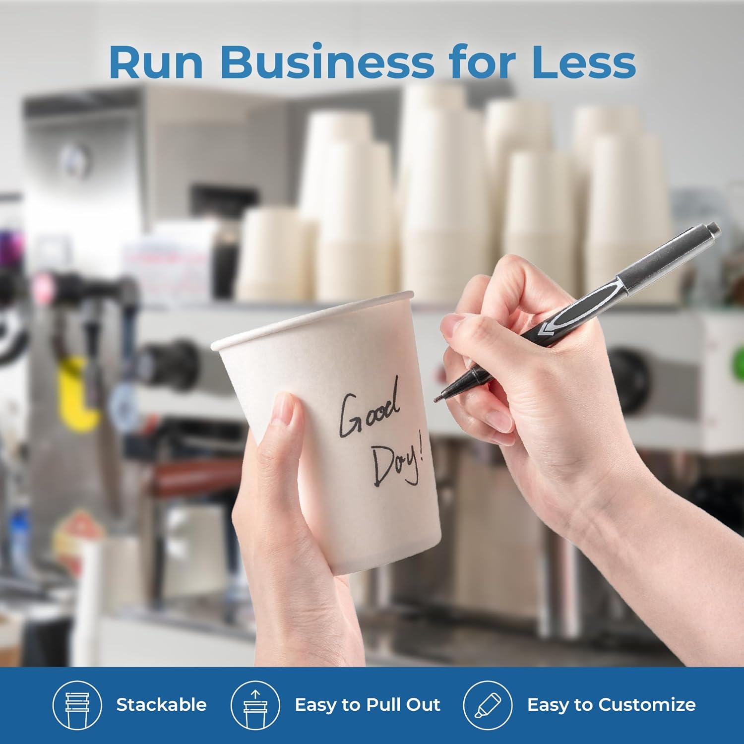 Fit Meal Prep Paquete de 100 tazas de café de papel desechables de 24 onzas, tazas calientes de primera calidad para bebidas calientesfrías, vasos