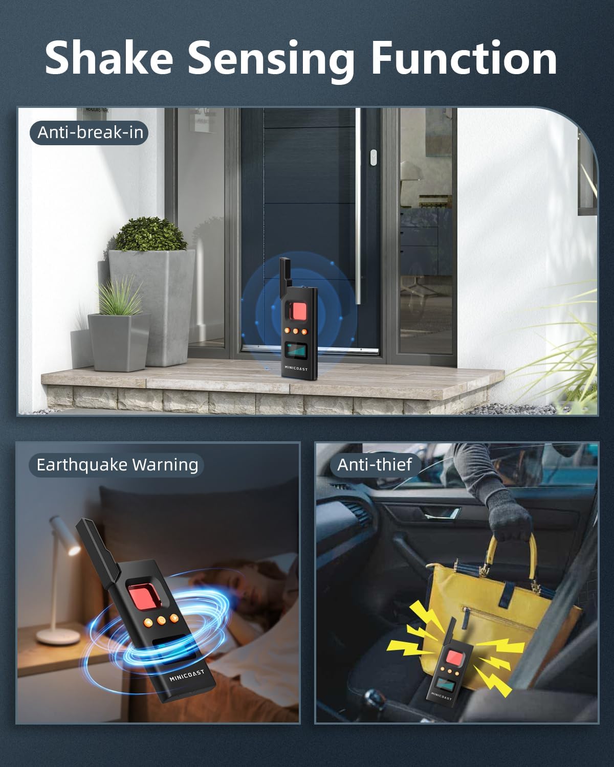 MINICOAST MAX M12 – Detectores de cámara oculta, detector anti espía de alta sensibilidad con alarma antirrobo, 6 modos profesionales, detector de