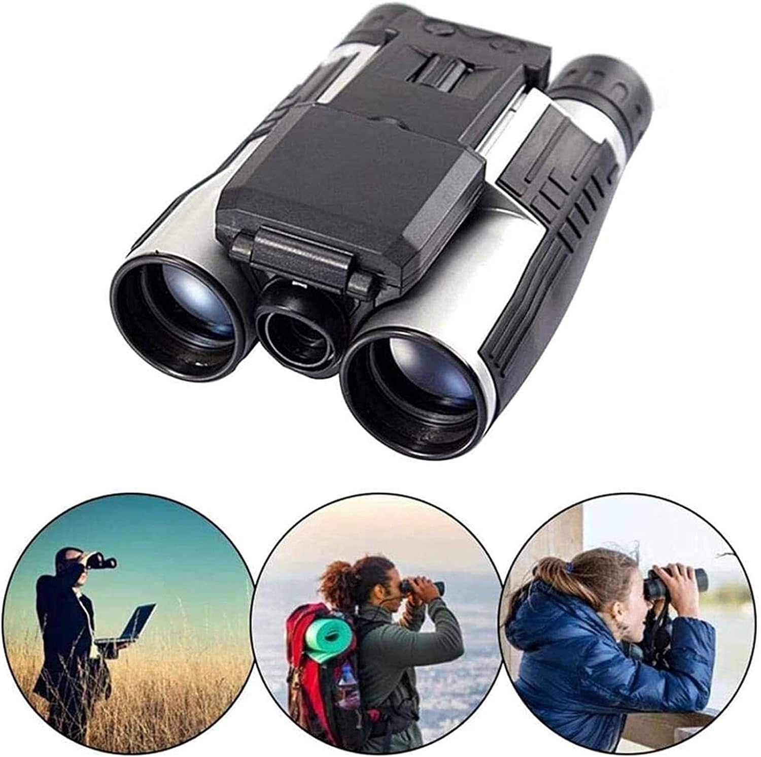 Telescopio de viaje portátil Cámara digital 1080P 2.0 “12X32 HD Binoculares negros telescopio plegable con cámara digital incorporada, nuevos