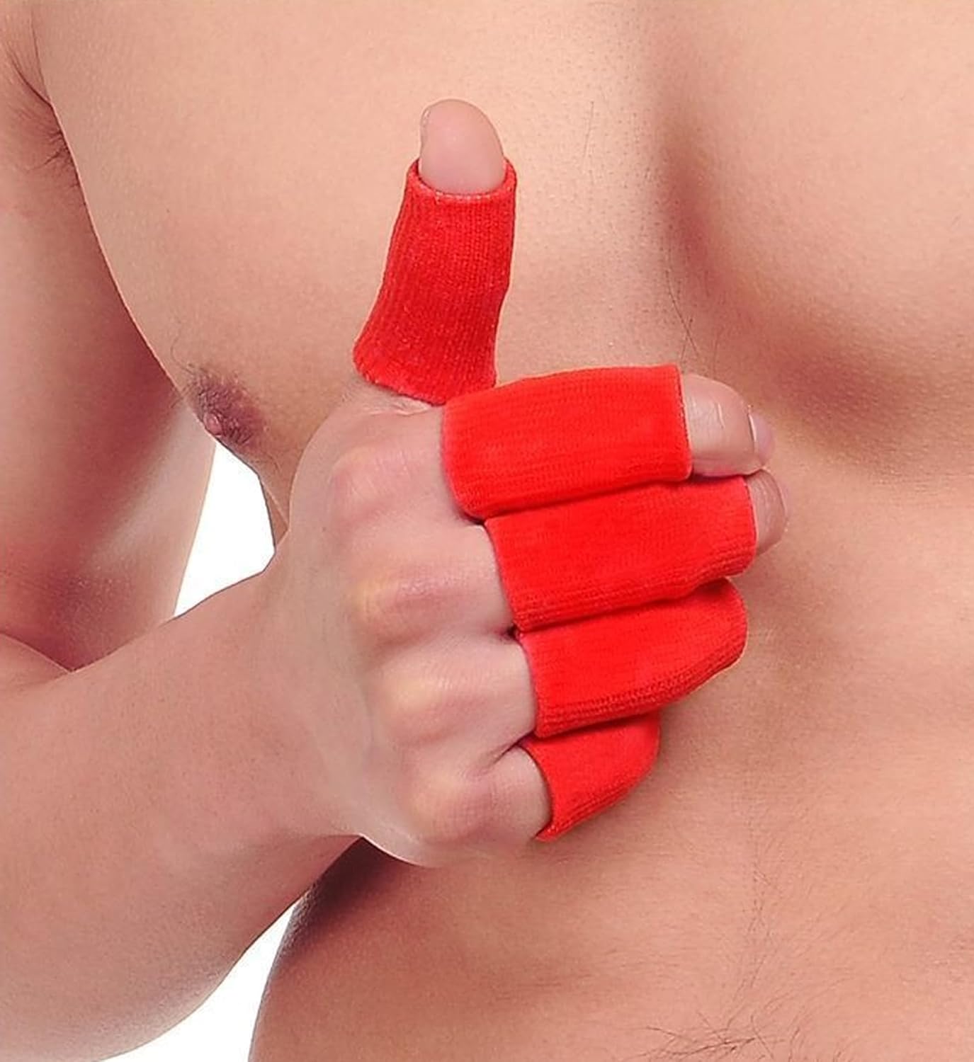 Zittop 10 fundas para dedos, protector de soporte de férula para el pulgar, cinta elástica transpirable para dedos de gatillo, ayuda deportiva,