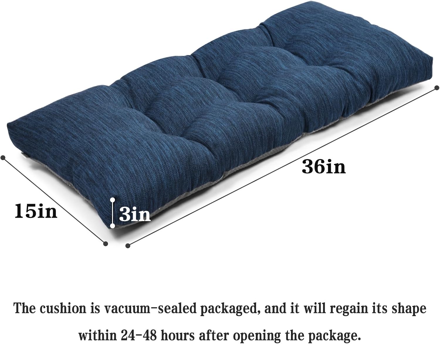 baibu Cojín de banco clásico de color sólido de 36 pulgadas con lazos, súper suave, para interiores y exteriores, cojín de espuma de tamaño estándar