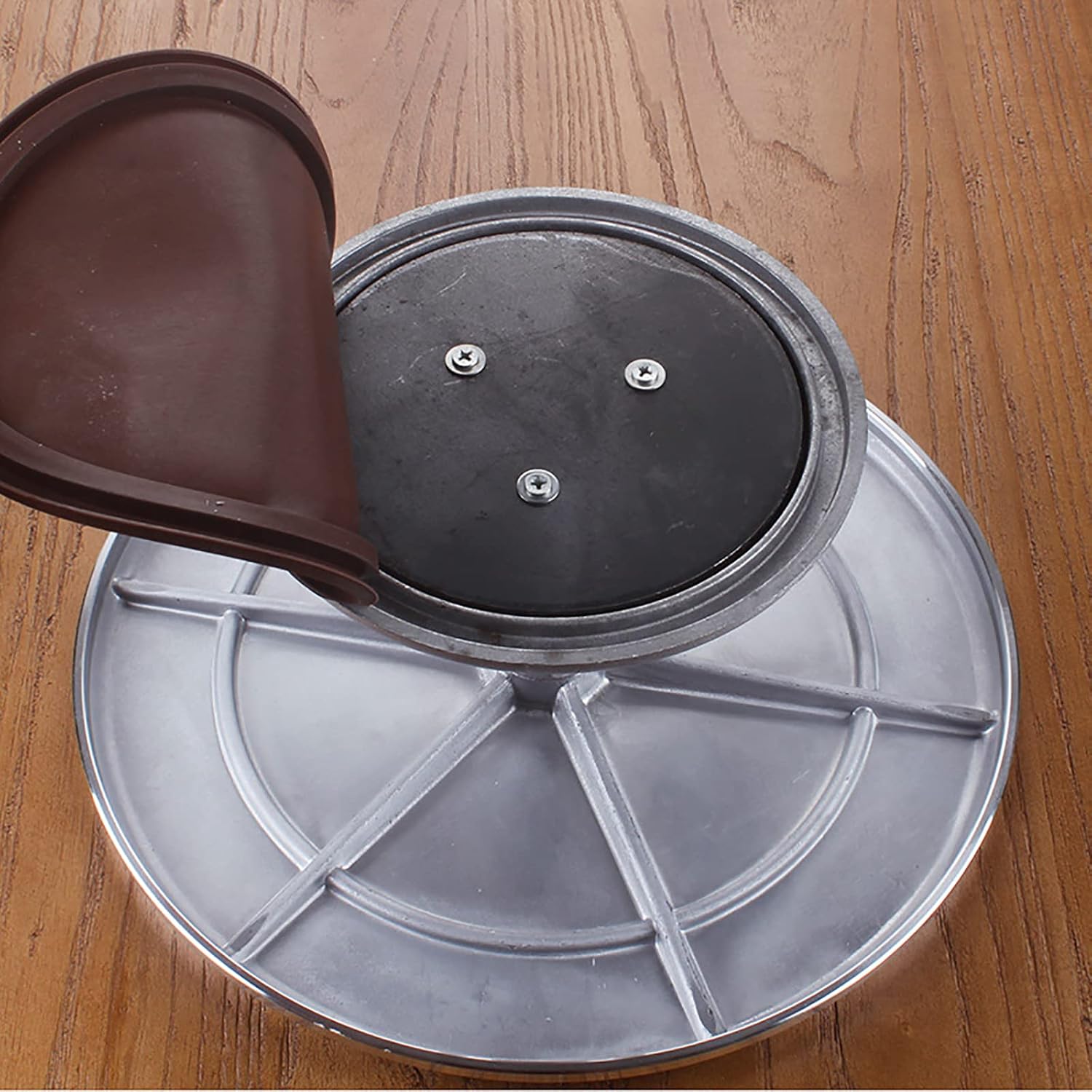 Soporte giratorio de aleación de aluminio para tartas de 12 pulgadas, plato giratorio de aluminio resistente con parte inferior de silicona