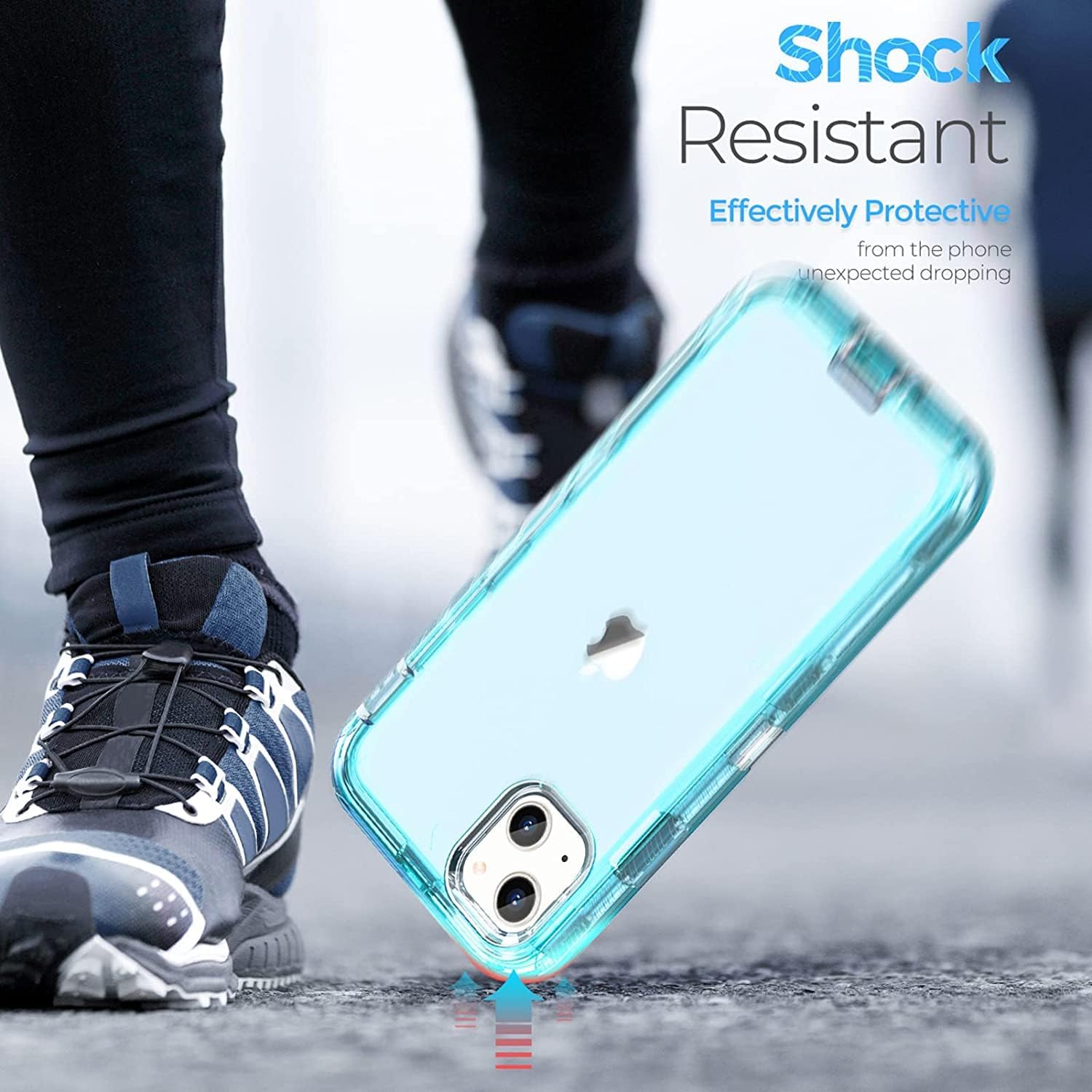 ORIbox Funda azul para iPhone 15 Plus14 Plus, protección contra caídas de grado militar de 10 pies, funda transparente resistente a prueba de golpes