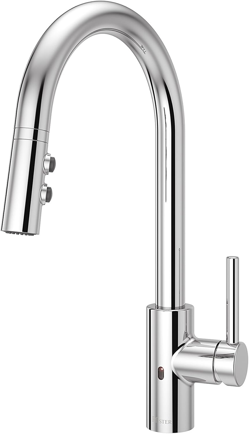 Pfister LG529ESAS Stellen React Touch-Free 1 – Grifo de cocina electrónico extraíble sin contacto con 1 manija, incluye placa decorativa con junta