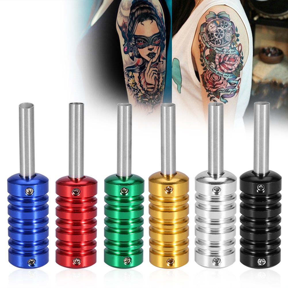 Tattoo Grips, 6 Colores de tatuaje de la ametralladora parte de la manija del tubo de la punta del agarre del cuerpo del arte accesorio con el tallo