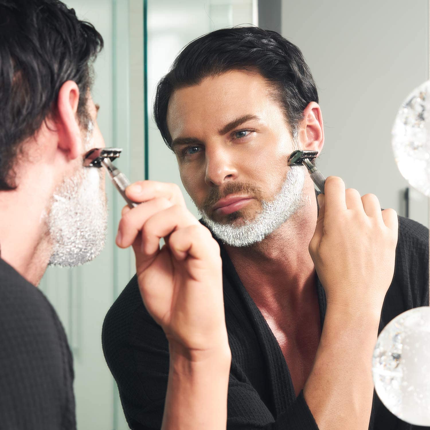 Rockwell Razors 6C – Maquinilla de afeitar de seguridad de doble filo cromado blanco para hombres y mujeres con 6 ajustes de afeitado ajustables y 5