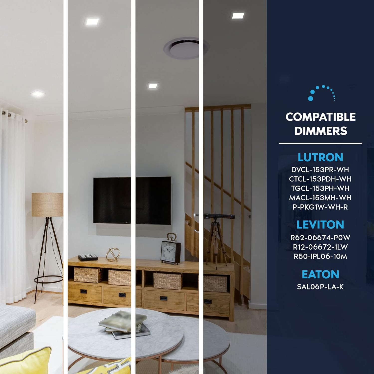 LUXRITE Lámpara de techo empotrable LED cuadrada de 6 pulgadas con caja de conexiones, 18W, 5CCT seleccionable 2700K3000K3500K4000K5000K, 1800LM de