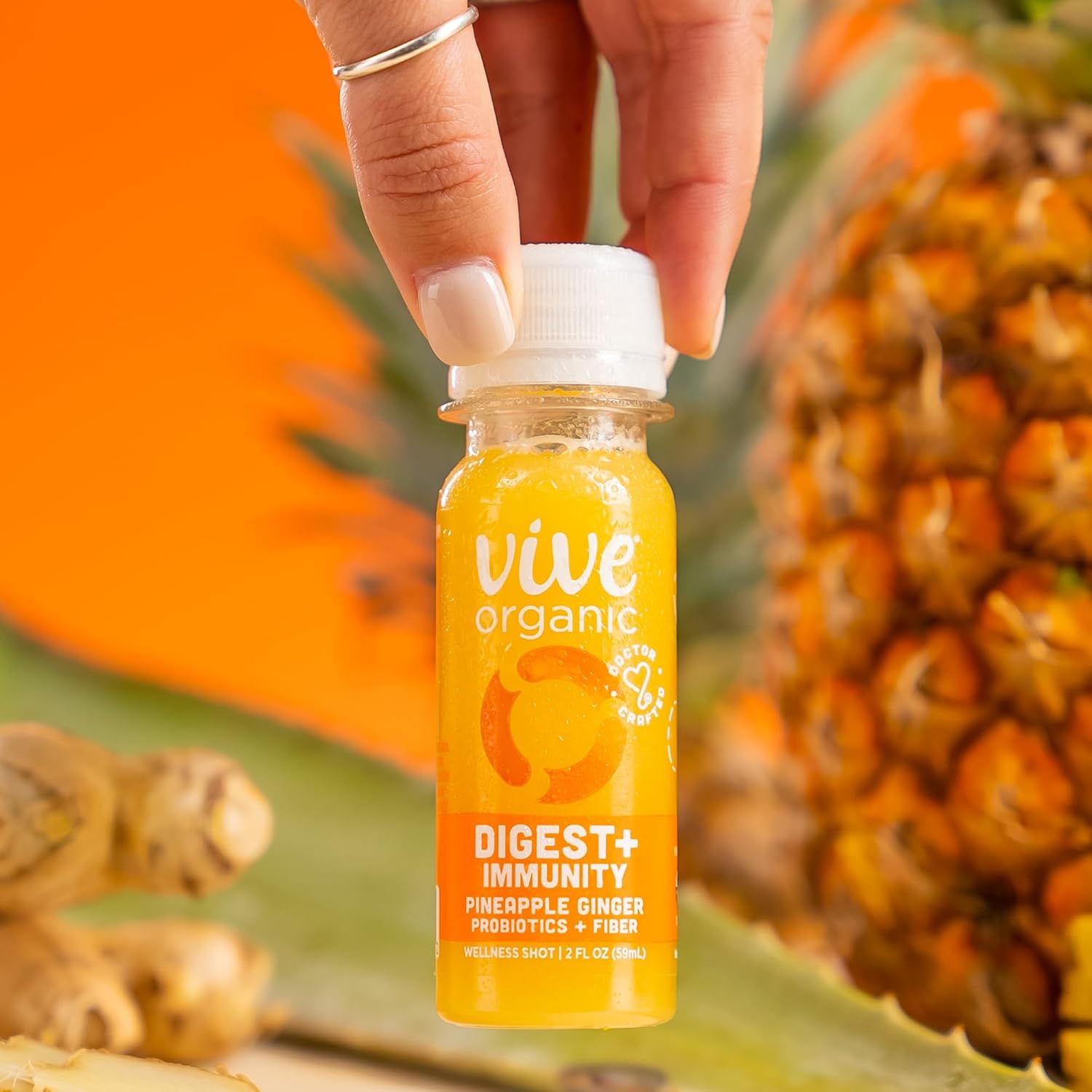 Vive Organic Digest + Immunity Dual-Boost Shot, Aloe Vera prensado en frío, sidra de manzana, probióticos, 0.07 oz de fibra, sin gluten, vegano, 2