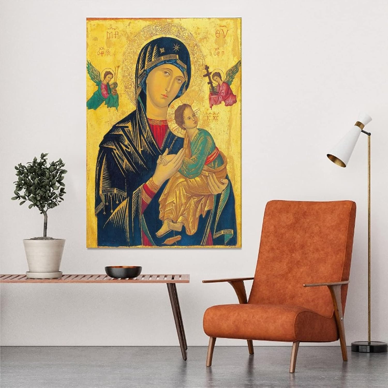 JINGZ Póster en lienzo con texto en inglés “Perpetual Help Madre de Dios” Virgen María para decoración de pared, pintura para sala de estar,