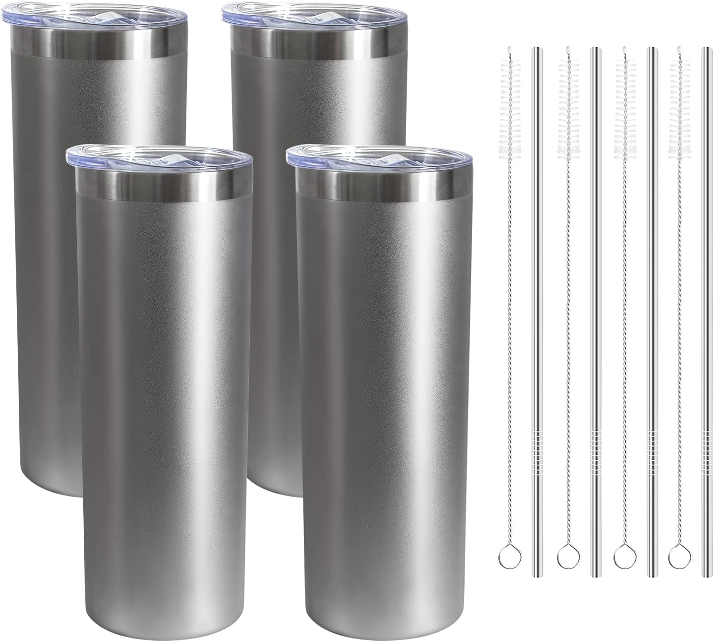 Vasos delgados de 20 onzas con tapa y popote, vaso de acero inoxidable aislado al vacío, taza de café de doble pared a prueba de fugas, vaso térmico