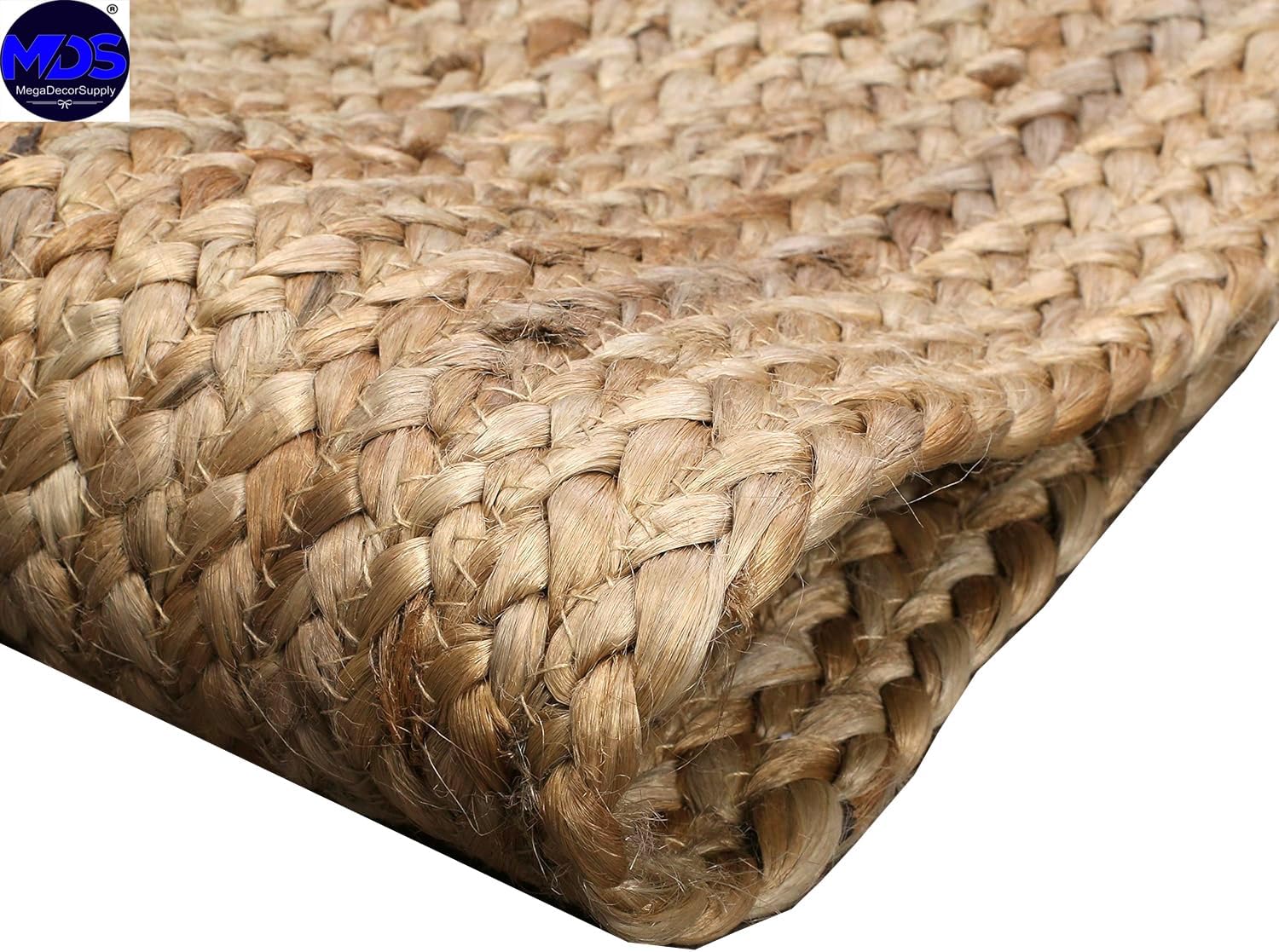 MDS – Paquete de 1 camino de mesa rectangular trenzado de yute tejido a mano de 13 x 36 pulgadas, 100% natural, reversible, rústico, vintage, camino