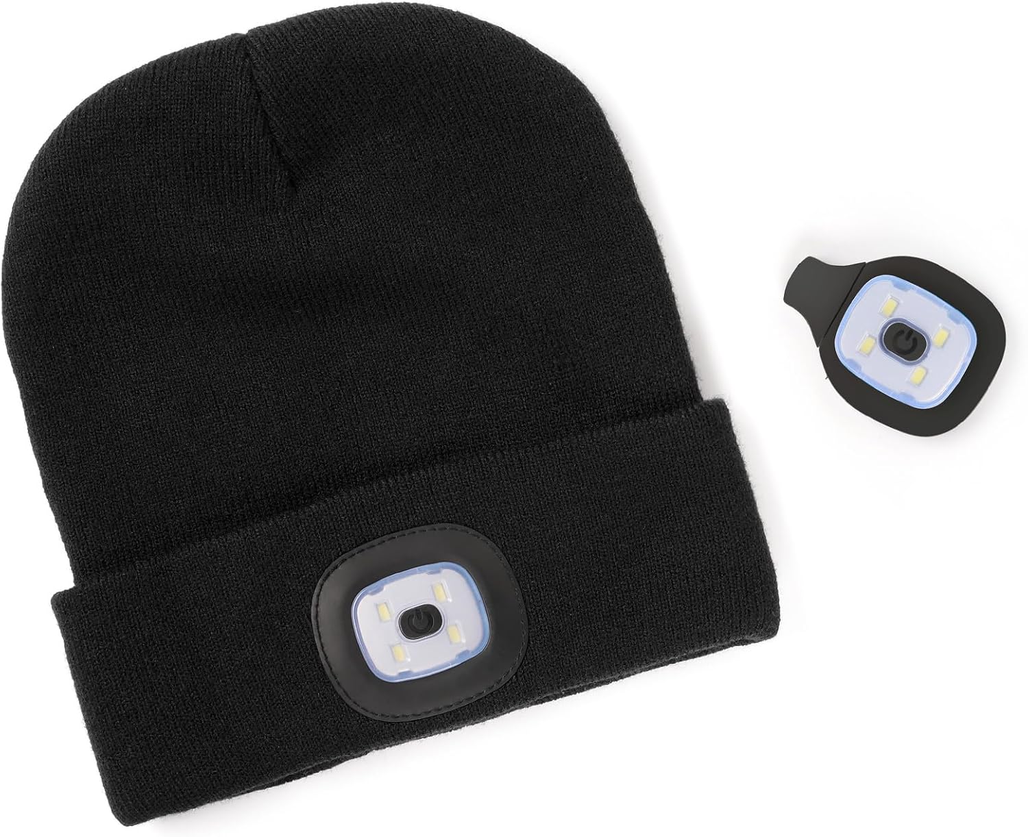 Hatlight Regalos de Navidad para hombres Unisex LED Beanie con dos lámparas manos libres Kint faro sombrero con luz (negro)