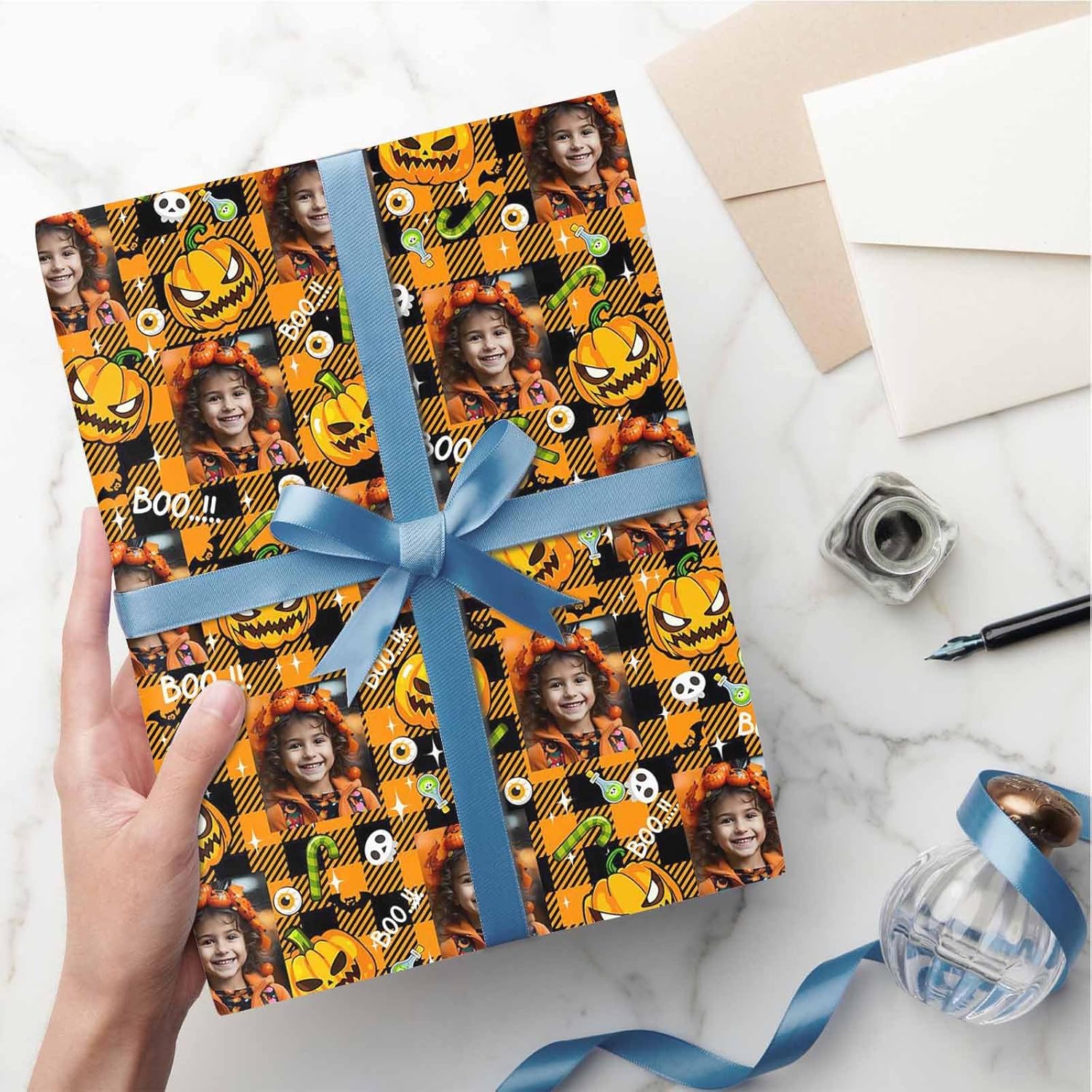 HUGLAZY Rollo de papel de regalo personalizado, papel de regalo de Navidad, Halloween, perfecto regalo personalizado para mamá, cumpleaños,