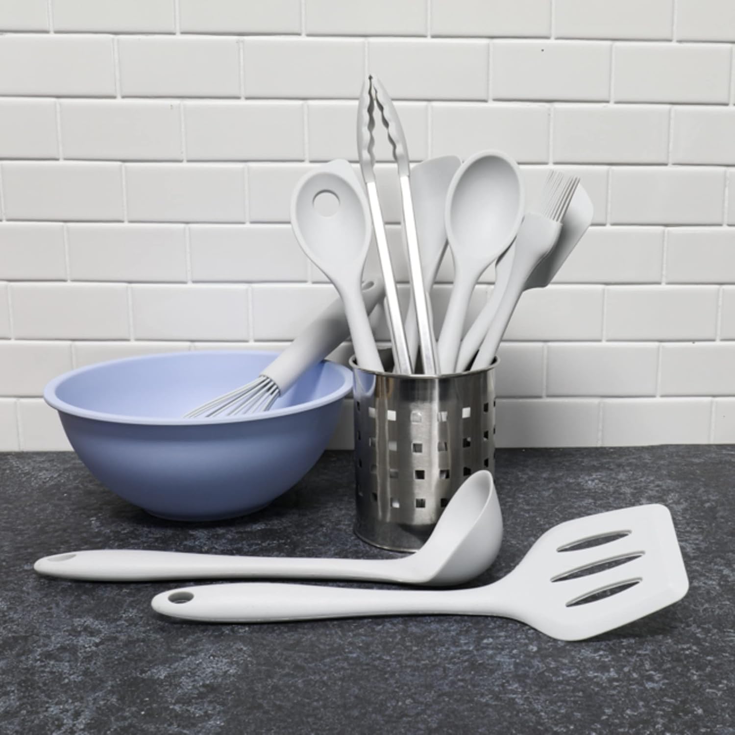 Chef Craft Cuchara para untar de silicona premium, 11 pulgadas, gris