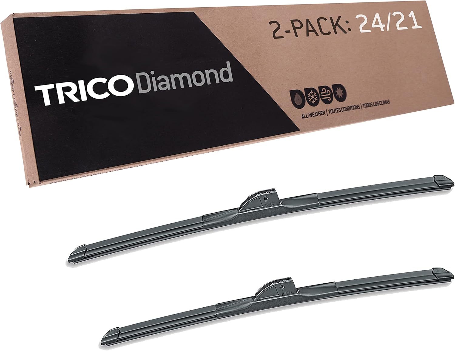 TRICO Diamond – Paquete de 2 limpiaparabrisas de repuesto de 24 y 21 pulgadas para automóvil, de alto rendimiento (25-2421), fácil instalación y