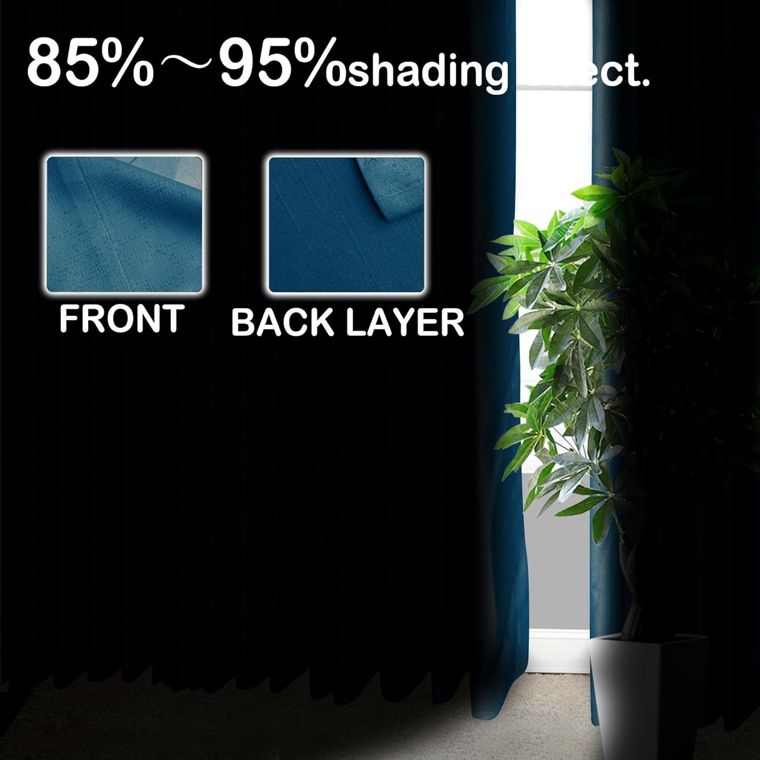 ZZYYQ Cortinas plisadas opacas ignífugas para dormitorio con aislamiento térmico, 84 pulgadas de largo, 84 pulgadas de ancho x 84 pulgadas de largo,