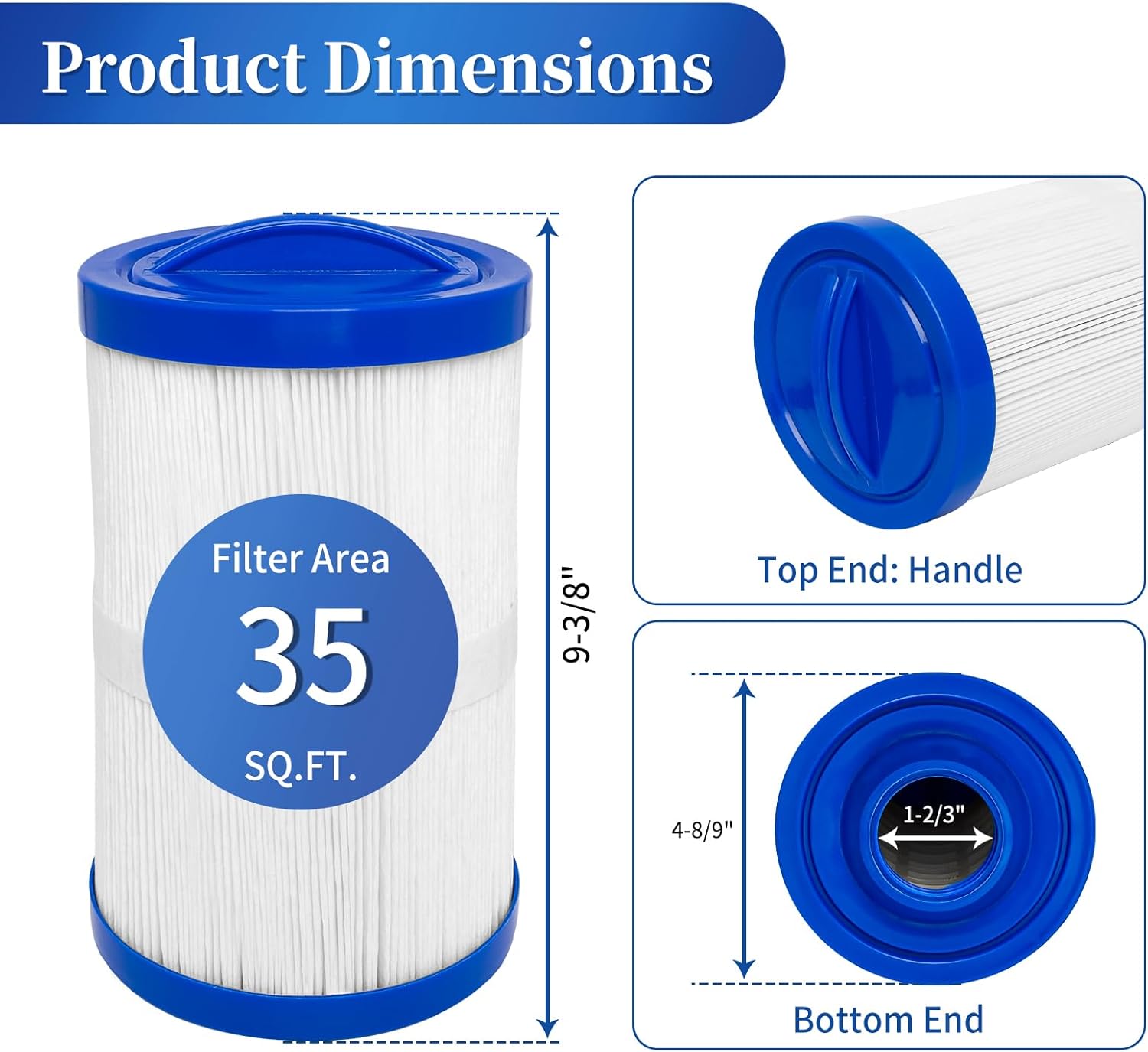 sawluv PWW35L – Cartucho de filtro para bañera de hidromasaje que reemplaza a Pleatco PWW35L, Unicel 4CH-935, Waterway 817-4035, Teleweir 35 SF,