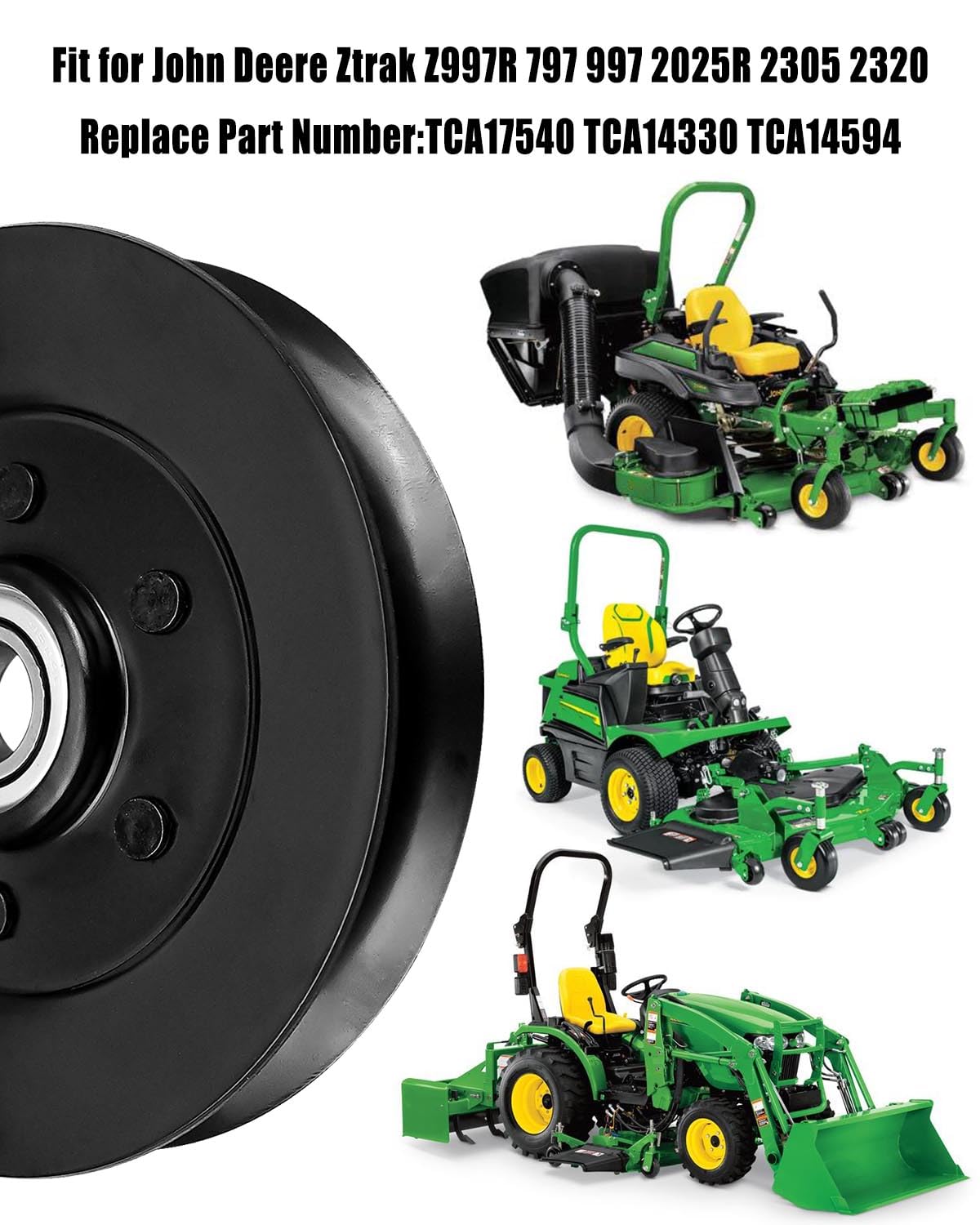 Polea tensora apta para John Deere 737 757 ZTrak 2025R 2305 Compact Utility Serie 54C 54D, polea de correa de cortacésped reemplazar TCA17540