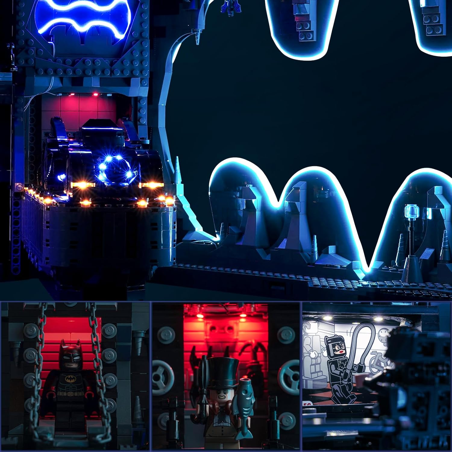 BrickBling Kit de luz LED para Lego Batcuave Shadow Box, versión musical de iluminación compatible con Lego 76252 – No incluye juego de modelos