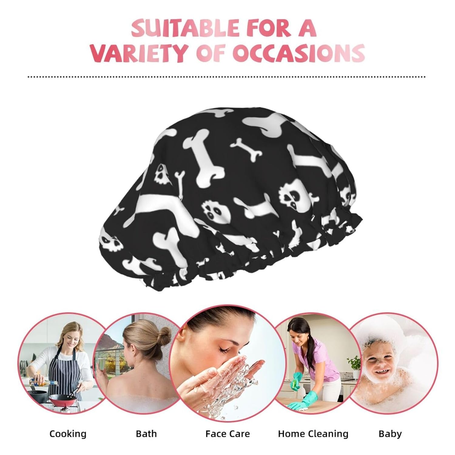 Cute Dog Double Layer Waterproof Shower Cap Suitable For All Head Sizes