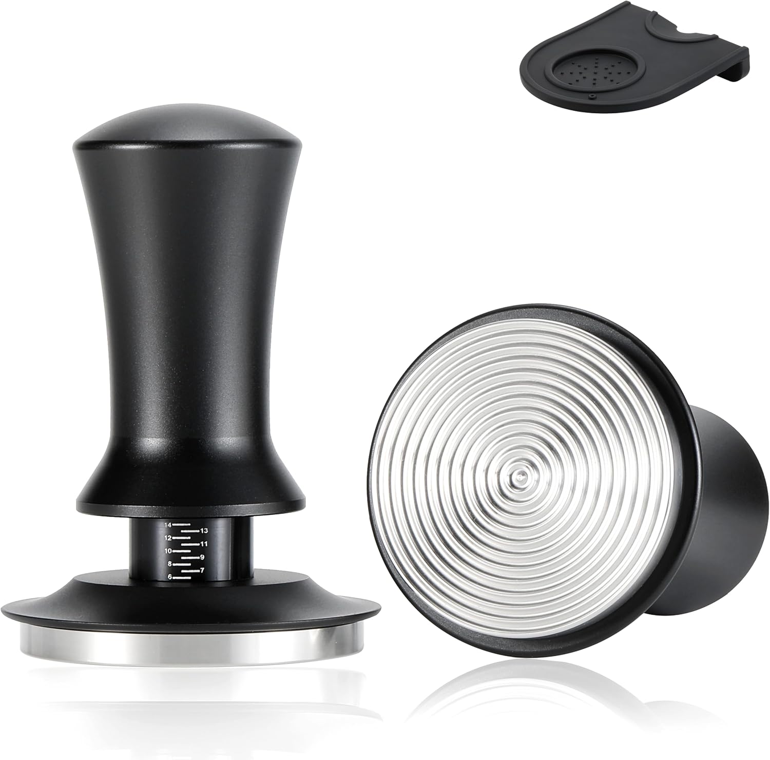 Espresso Tamper – Juego de manipulación de café de 2.283 in, incluye alfombrilla de amortiguación de café, 30 libras calibrada a presión,