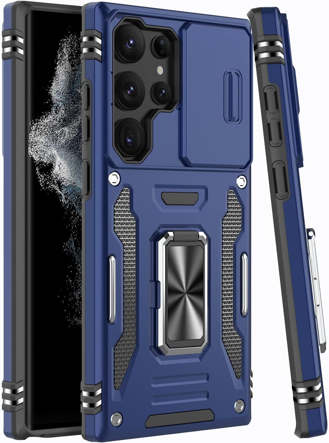 IKAZZ Funda para Galaxy S23 Ultra con cubierta para cámara, Samsung S23 Ultra Cover Pass 16 pies, prueba de caídas de grado militar, a prueba de