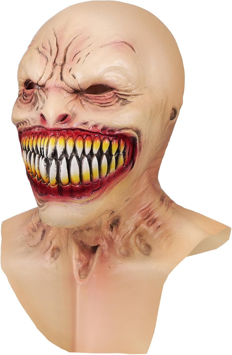 Toyvian Máscara de fantasma de Halloween, máscara de zombi de cabeza completa, de látex natural, monstruo con colmillos, para Halloween, vampiro,