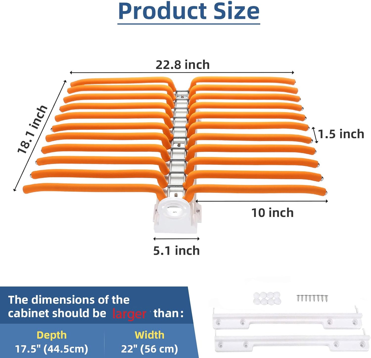 Perchero extraíble para armario de 22 brazos, estante extraíble para pantalones, 22.8 x 18.1 x 5.1 pulgadas, organizadores multifuncionales