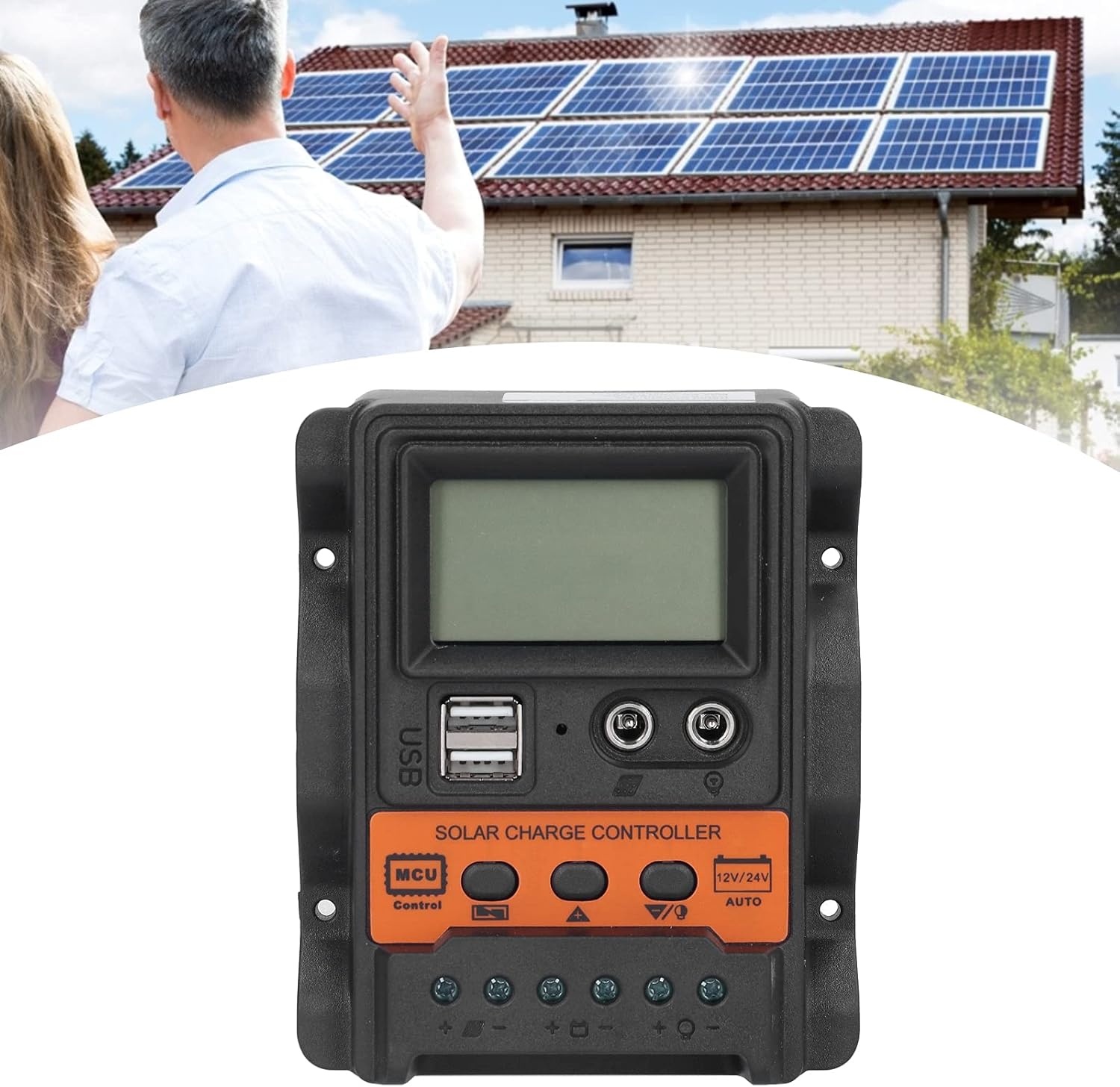Controlador solar LCD, controlador de carga solar de 12 V a 24 V, regulador inteligente de batería de panel solar con controladores de carga de
