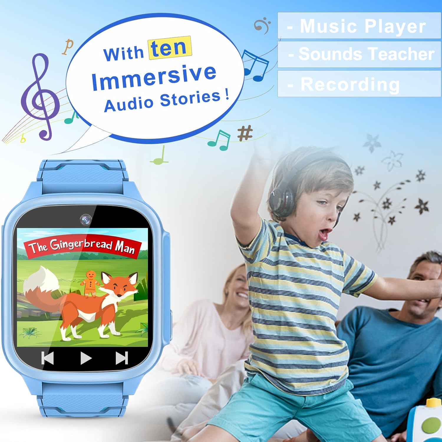 Reloj inteligente para niños y niñas, relojes inteligentes para niños con 15 juegos, rastreador de hábitos, 2 cámaras, 10 historias, reloj para