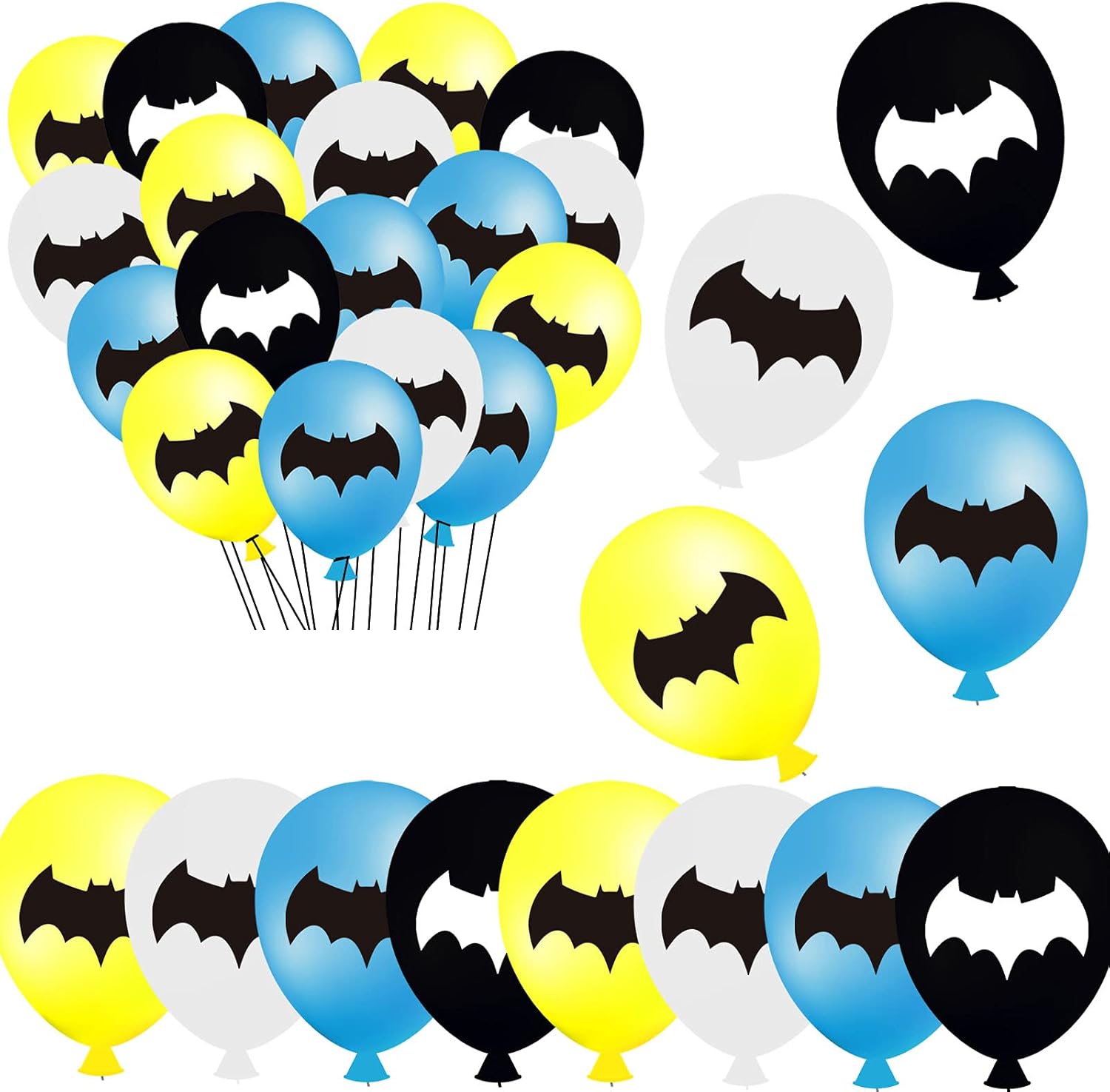 50 globos de látex de murciélago  superhéroe Batman cumpleaños héroe baby shower decoración suministros regalos murciélagos decoración globo