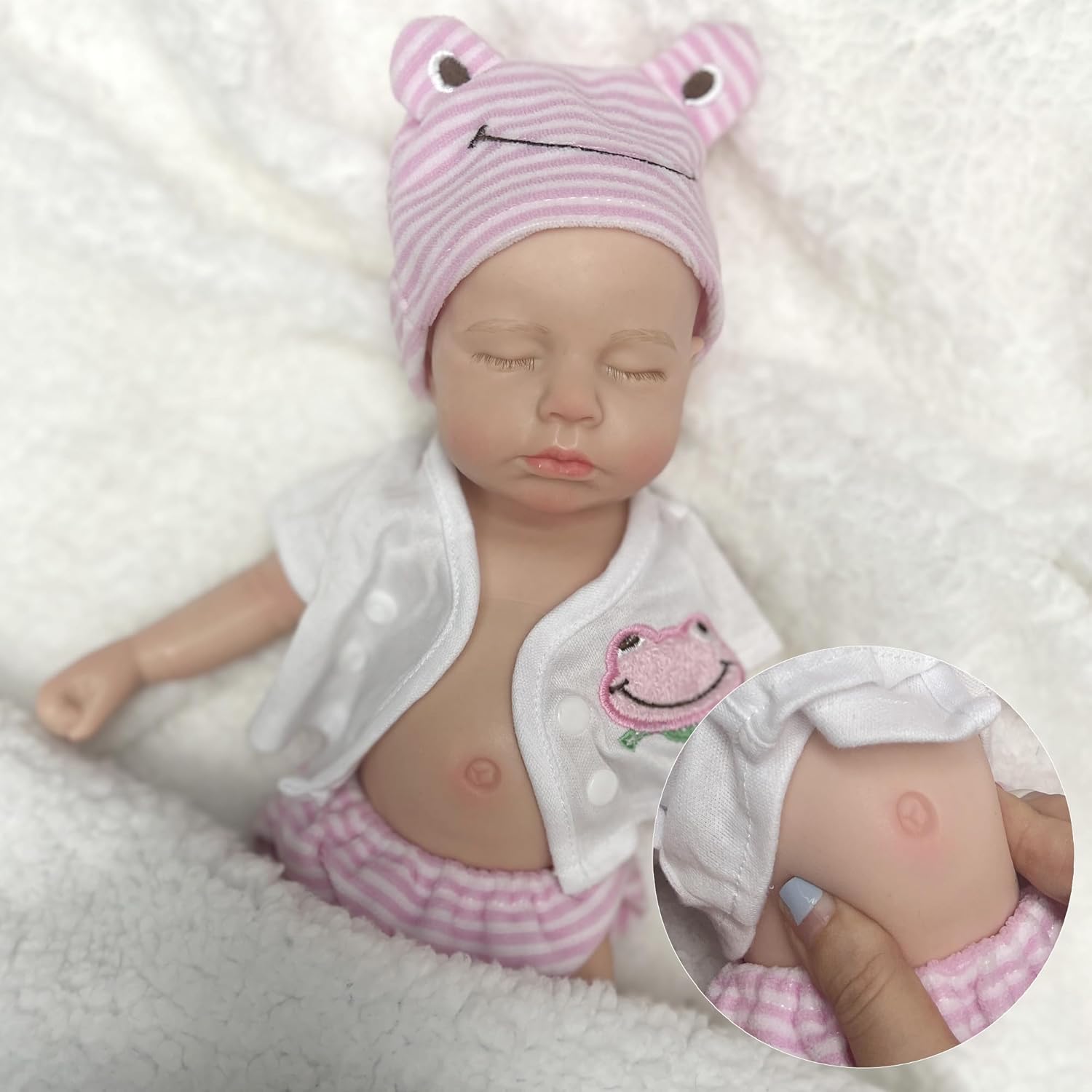 OtardDolls 13.0 in cuerpo completo sólido de silicona Loulou Girl Reborn Muñecas realistas hechas a mano pintadas muñecas Reborn regalo para niños