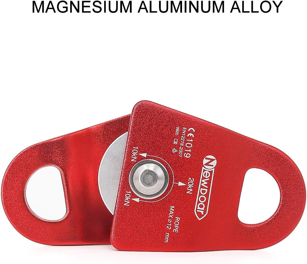 NewDoar Micro Mobile Single Polea, 20kN (4500 lb) Max Rope 12 in para aparejos arboristas escalada rescate, certificado CE