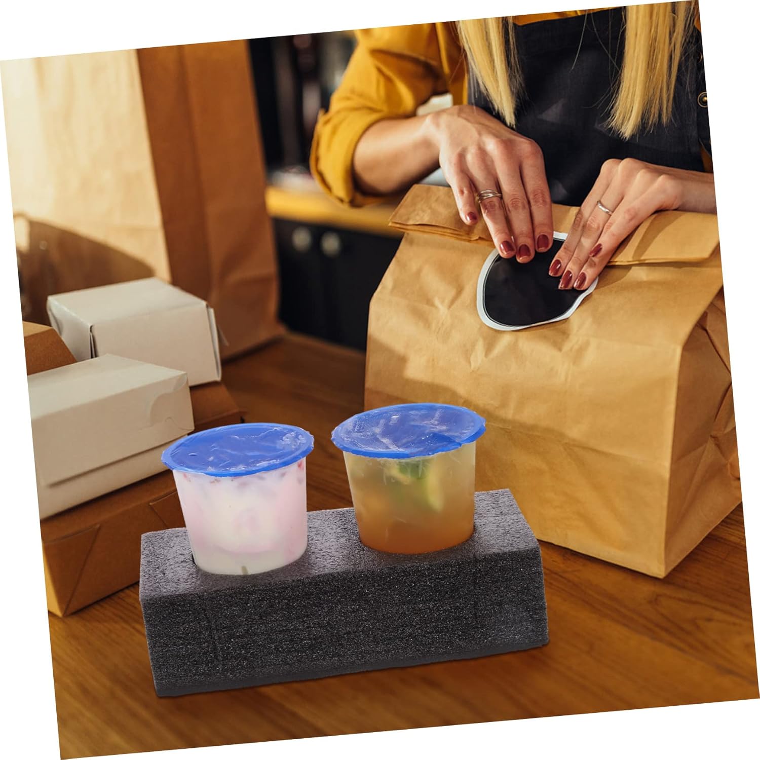 Portavasos para llevar, 4 unidades, portavasos, para bebidas, bandeja de bebidas, bandeja de bebidas para llevar, soporte de café, soporte de espuma