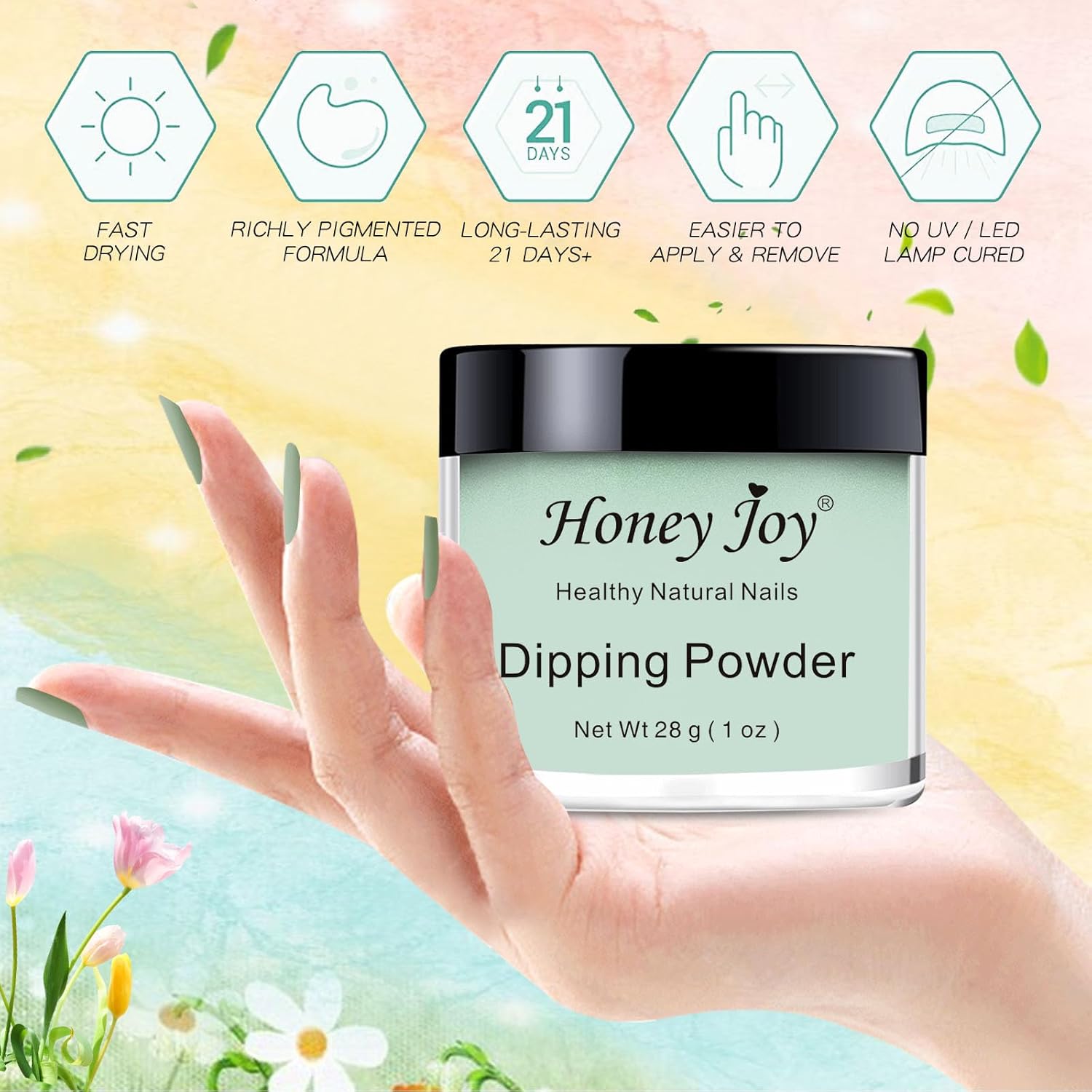 Polvo de inmersión colorido sin lámpara para curar uñas, polvo de inmersión de gel de verano, polvo de color de uñas, secado natural (n. 33)