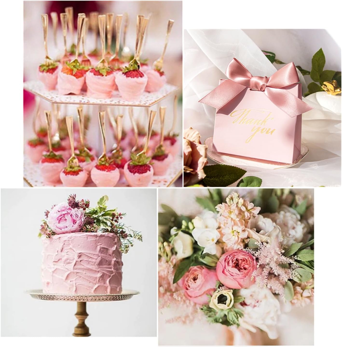 Jutieuo Paquete de 25 pequeñas bolsas de regalo rosas con cinta de lazo, mini bolsas de regalo de papel para fiesta de cumpleaños, boda, baby shower