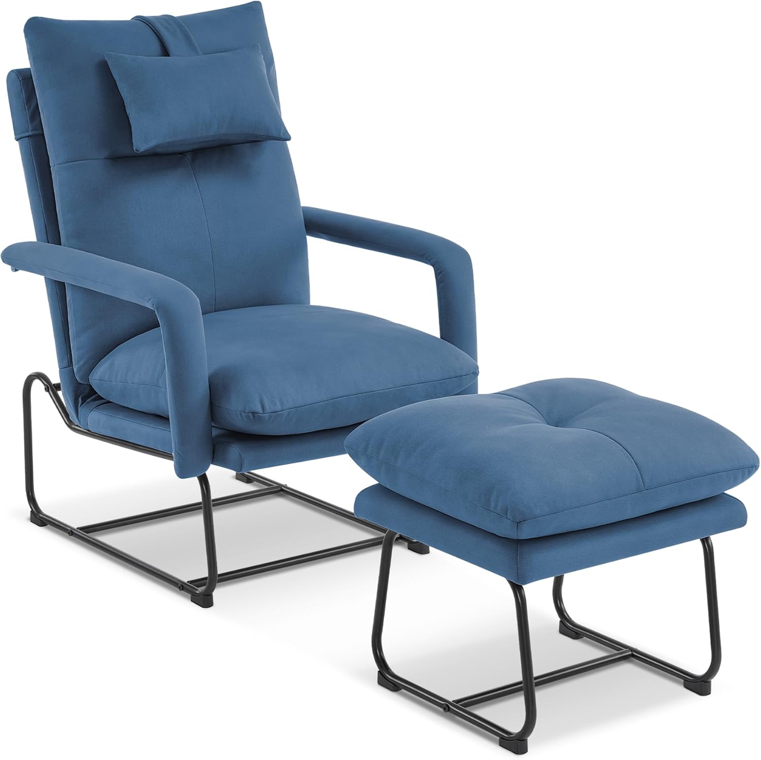 MCombo Sillones reclinables decorativos con otomana, sillones tapizados con respaldo ajustable, sofá individual para sala de estar y dormitorio 4233