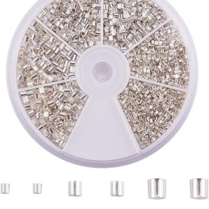 PH PandaHall Cuentas de tubo de engarzado, 3000 piezas de 0.059 in, 0.079 in, 0.098 in, tubo de latón, cuentas espaciadoras de extremo de cable, PH PandaHall Cuentas de tubo de engarzado, 3000 piezas de 0.059 in, 0.079 in, 0.098 in, tubo de latón, cuentas espaciadoras de extremo de cable,