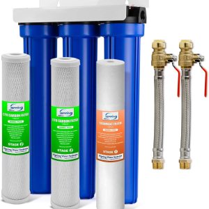 iSpring WCB32O+AHPF12MNPT12X2 Sistema de filtración de agua de 3 etapas para toda la casa con filtros de sedimentos finos y bloques de carbono de 20 iSpring WCB32O+AHPF12MNPT12X2 Sistema de filtración de agua de 3 etapas para toda la casa con filtros de sedimentos finos y bloques de carbono de 20