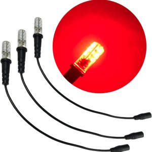 Paquete de 3 luces LED de efecto especial rojo fuego de 12 voltios CC con espuma de madera de montaje para cable de enchufe de barril de CC para Paquete de 3 luces LED de efecto especial rojo fuego de 12 voltios CC con espuma de madera de montaje para cable de enchufe de barril de CC para