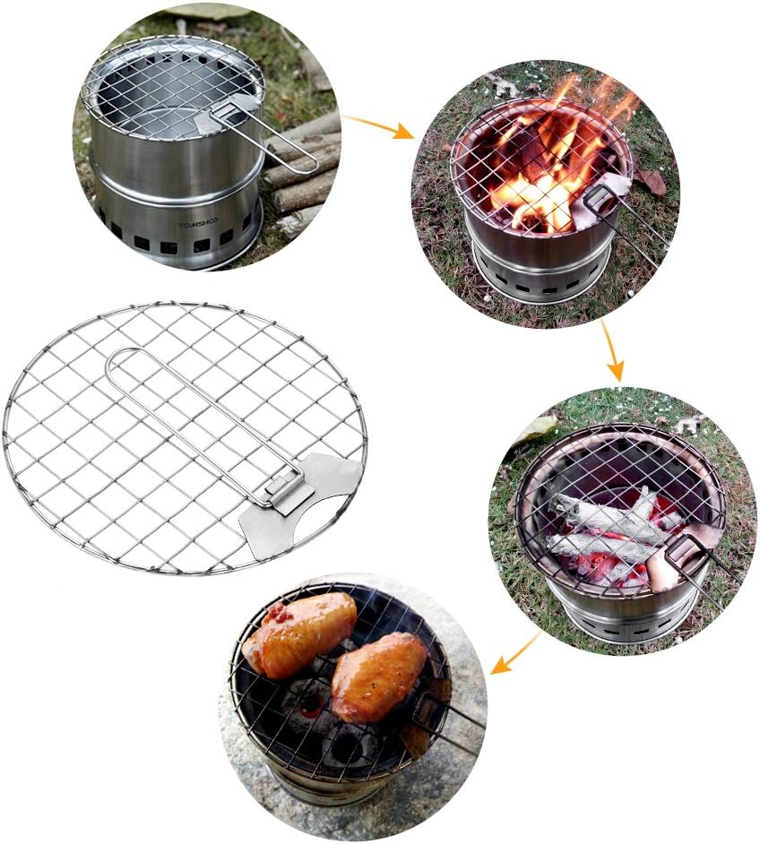 TOMSHOO Estufa de leña plegable portátil a prueba de viento estufa compacta de alcohol de acero inoxidable estufa al aire libre camping senderismo