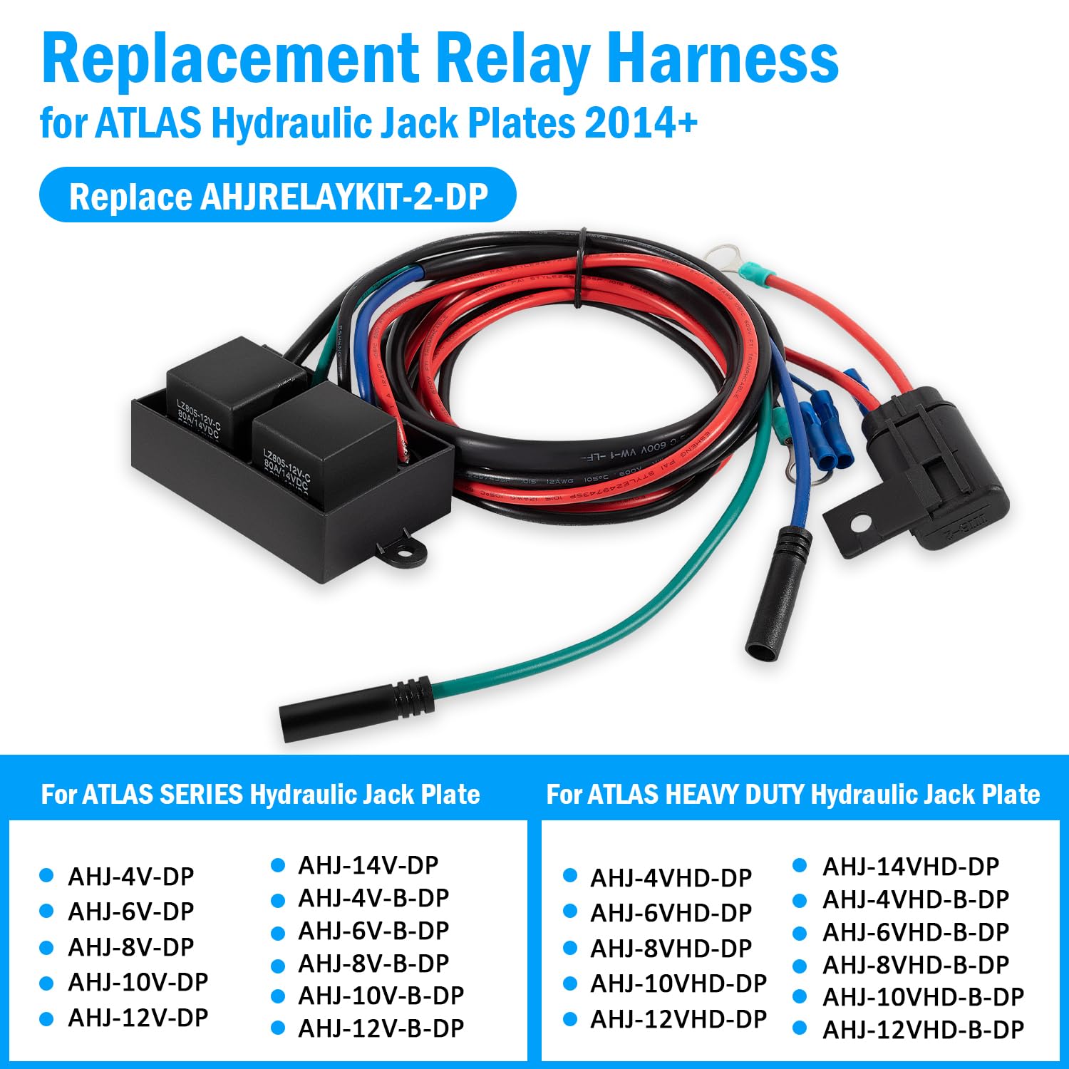 Arnés de relé de repuesto para placas de gato hidráulico Atlas 2014+, reemplaza AHJRELAYKIT-2-DP