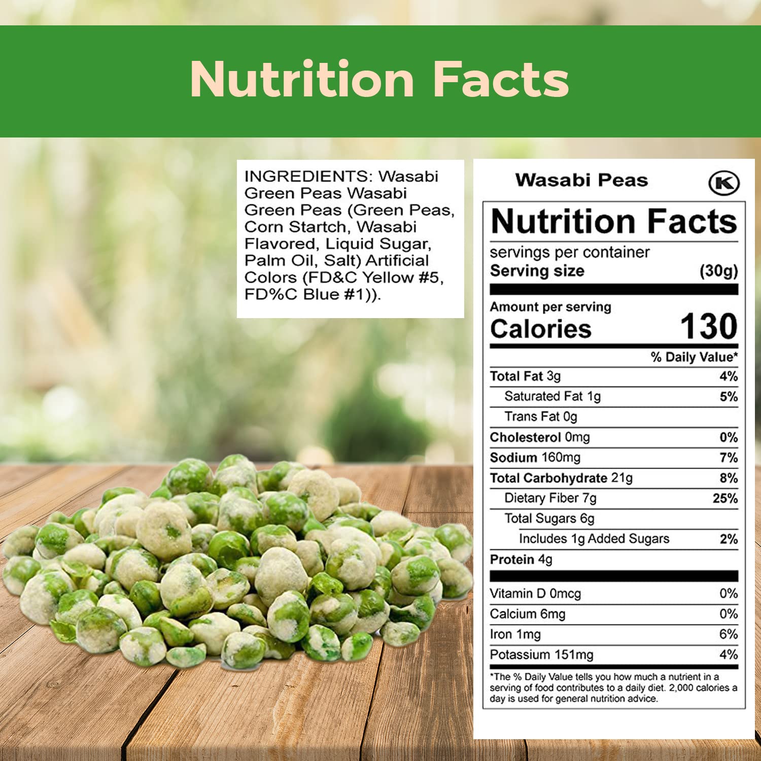 Sincerely Nuts Guisantes Wasabi (3 libras)  Ideal para ensaladas o una fuente de proteína alimentada por plantas. Añade a la mezcla de frutos secos,