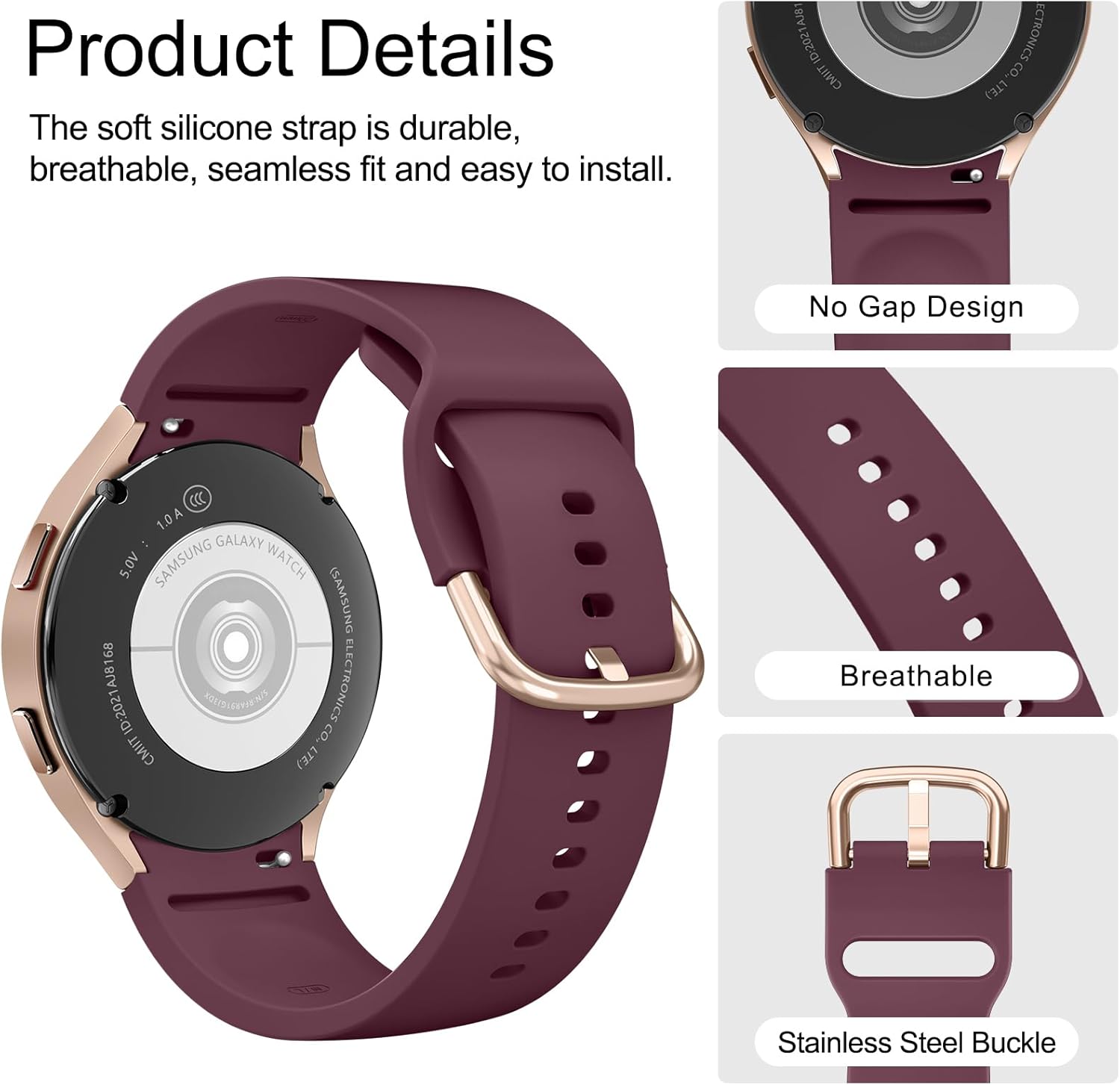 AK Correa de repuesto ajustable para Samsung Galaxy Watch 5 de 1.575 pulgadas, 1.732 pulgadas, Galaxy Watch 5 Pro de 1.772 pulgadas, 0.787 pulgadas,