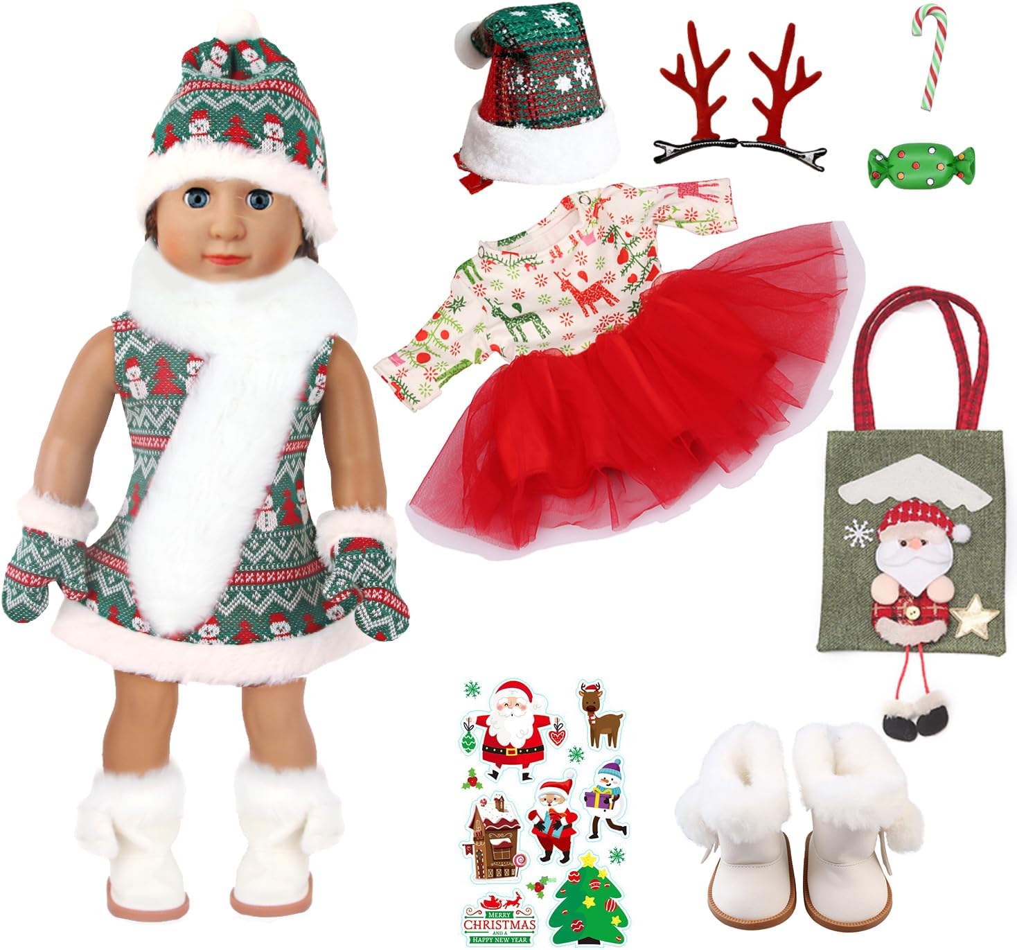 15 piezas de ropa de muñeca de 18 pulgadas de invierno, incluyendo accesorios de muñeca, ropa de muñeca, zapatos de muñeca, bufanda de muñeca,